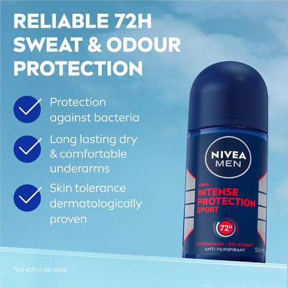 Nivea Men Intense Protection Sport 72hr Roll On Deodorant 50ml