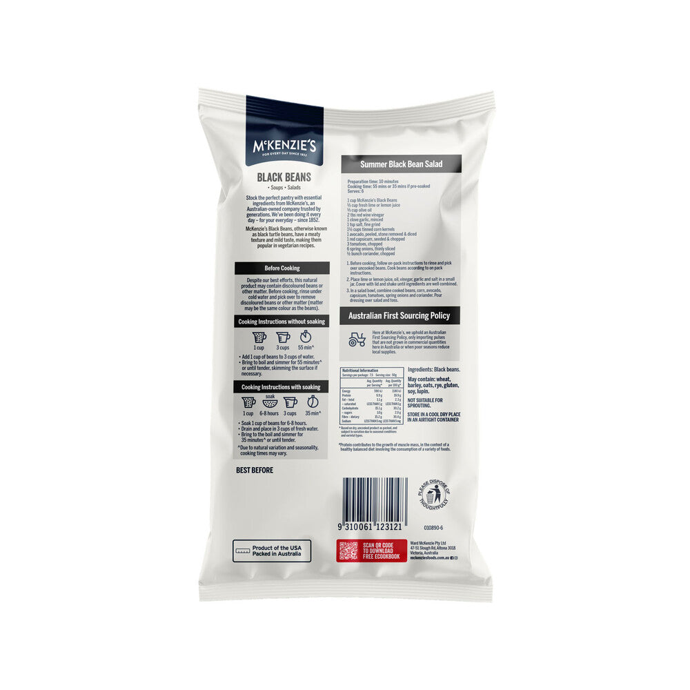 McKenzie's Dried Black Beans - 375g