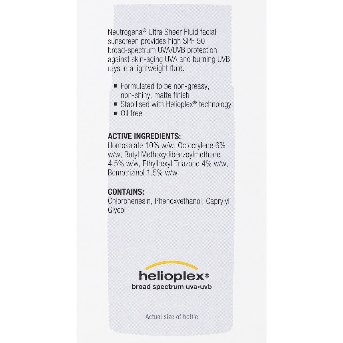 Neutrogena Spf 50 Ultra Sheer Fluid Face Sunscreen 40ml