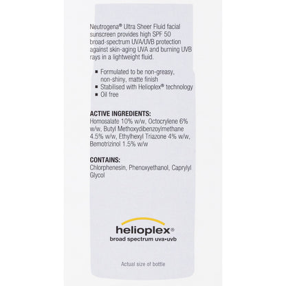 Neutrogena Spf 50 Ultra Sheer Fluid Face Sunscreen 40ml