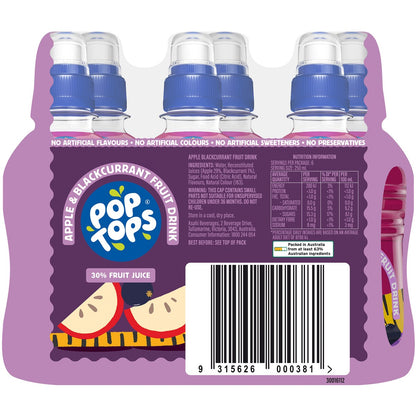Pop Tops Fruit Drink Apple Blackcurrant Poppers Multipack Lunch Box 250mL x 6 pack