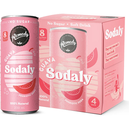 Remedy Guava Sodaly Prebiotic Soda Cans 250ml X 4 Pack
