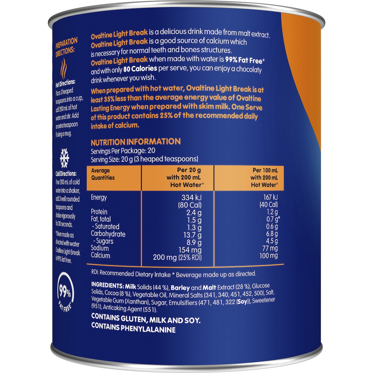 Ovaltine Chocolate Light Break Energy Drink 400g