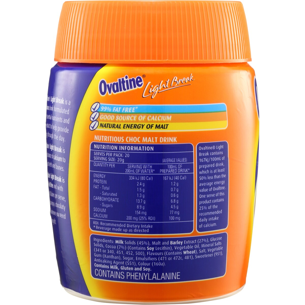 Ovaltine Chocolate Light Break Energy Drink 400g