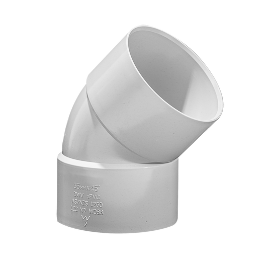 Holman 65mm PVC DWV Bend - Female-Female - 45 Degree