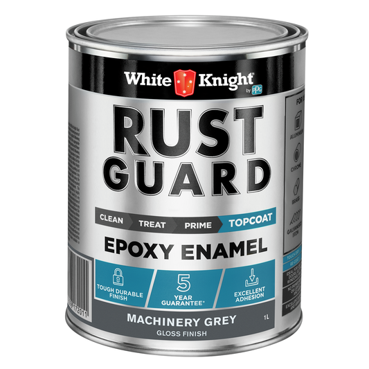 White Knight Rust Guard Machinery Grey Gloss Epoxy Enamel Paint - 1L