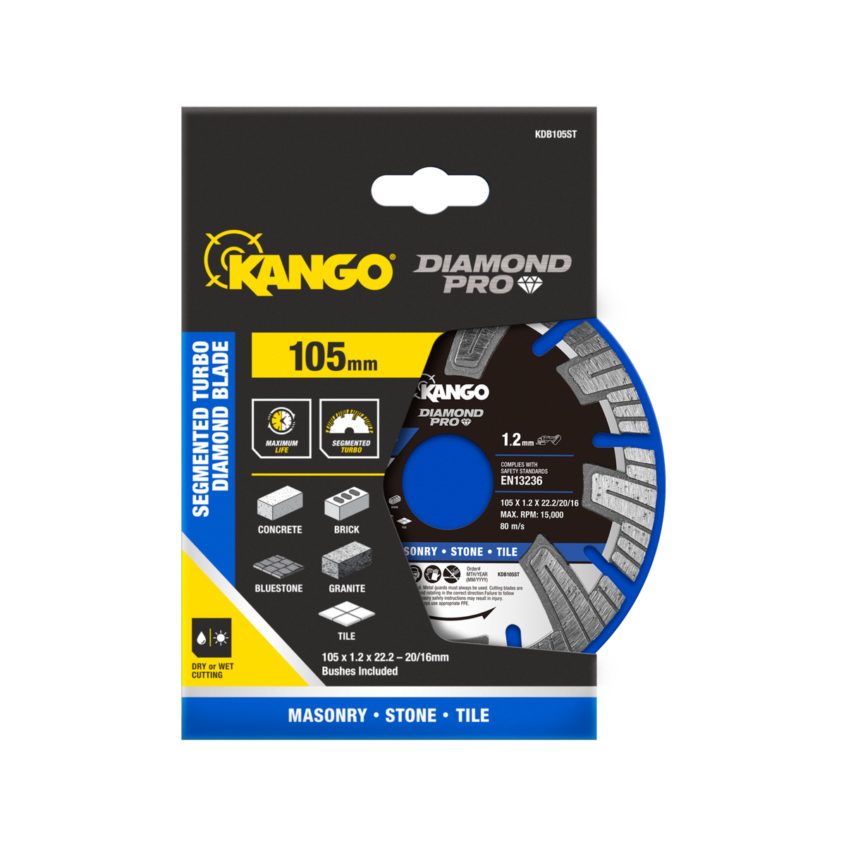 Kango Diamond Saw Blade - 105mm - Turbo Segmented - Dry Cutting