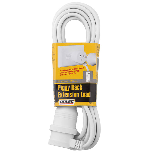 Arlec White Piggy Back Lead Extension 5m