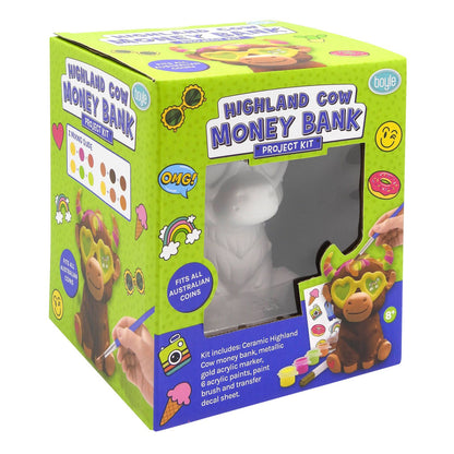 Boyle Highland Cow Money Bank Project Kit - 12 x 10 x 15.5cm