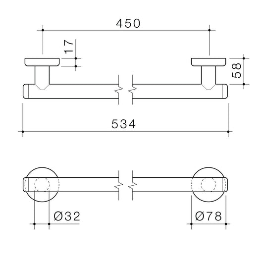 Homecare By Caroma Straight Grab Rail - 450mm - Brushed Nickel