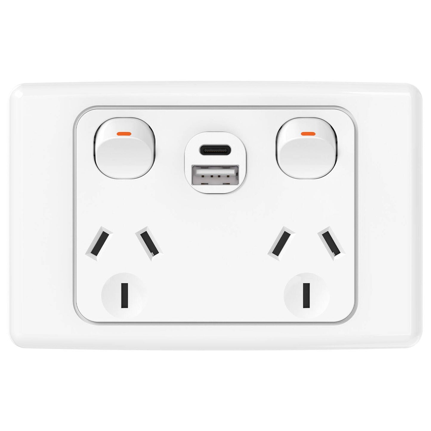 Deta Double Pole Double Power Point with USB A+C - 50 x 74 x 115mm
