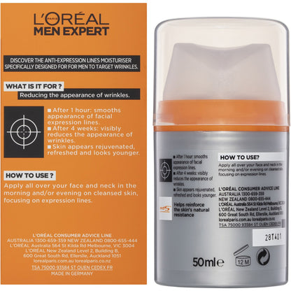 L'oreal Paris Men Expert Erase Wrinkle Moisturiser 50ml