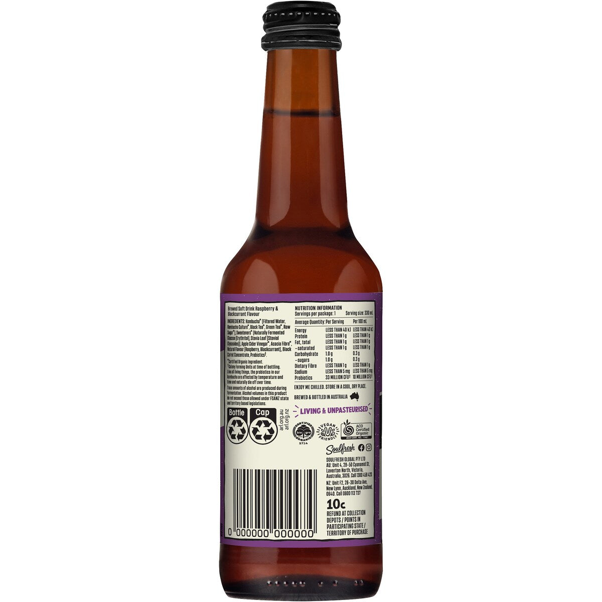 Lo Bros Raspberry & Blackcurrant Kombucha 330ml