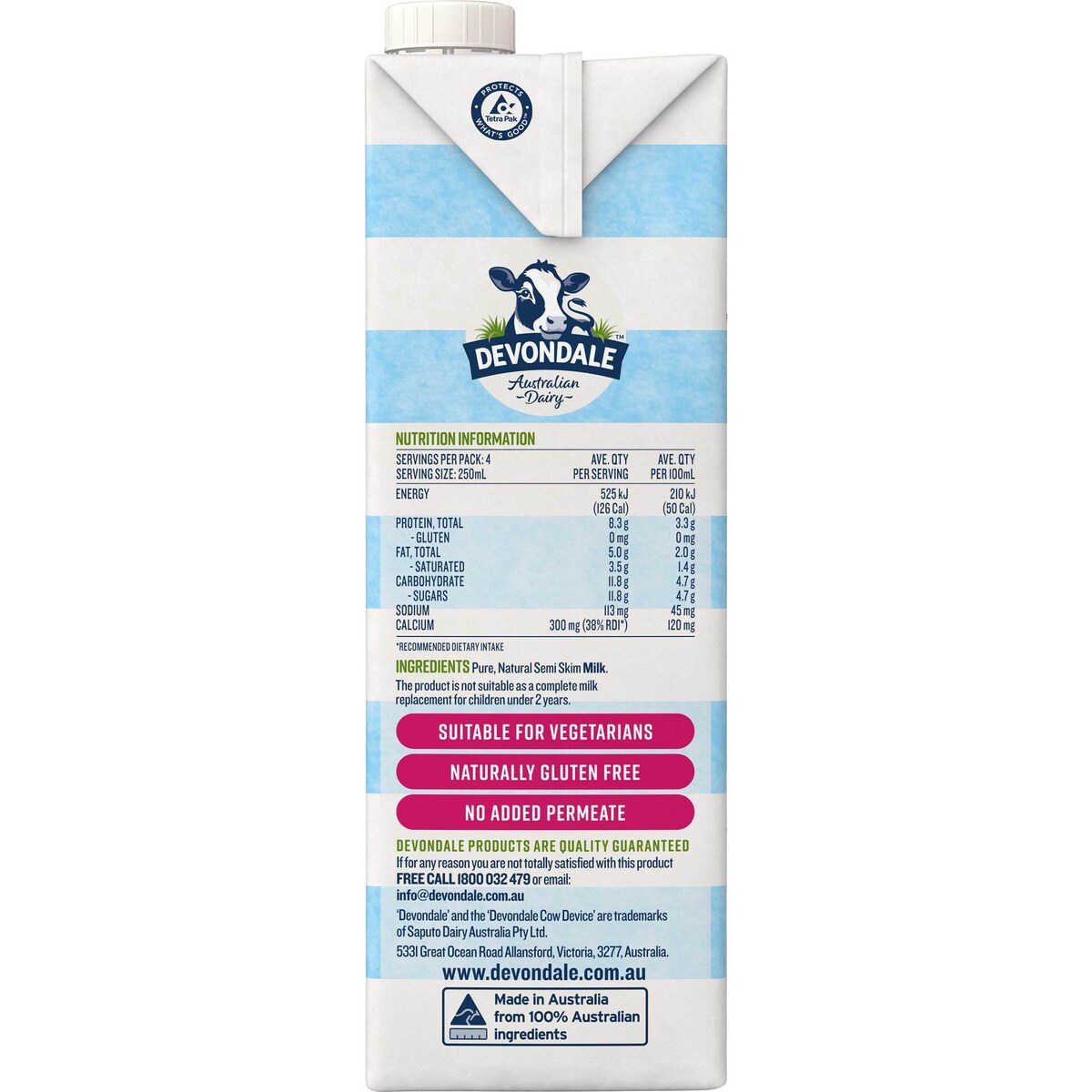 Devondale Semi Skim Milk Long Life Uht Milk 1l