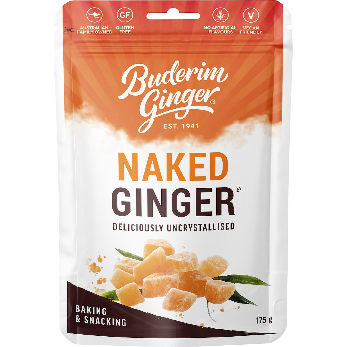 Buderim Ginger Naked Uncrystallised 175g