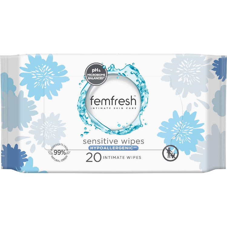 Femfresh Intimate Skin Care Sensitive Wipes Hypoallergenic 20 Pack