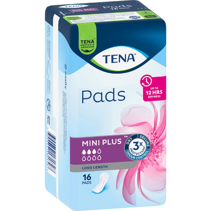 Tena Incontinence Pads Mini Plus Long Length 16 Pack