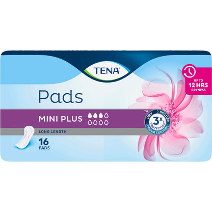 Tena Incontinence Pads Mini Plus Long Length 16 Pack