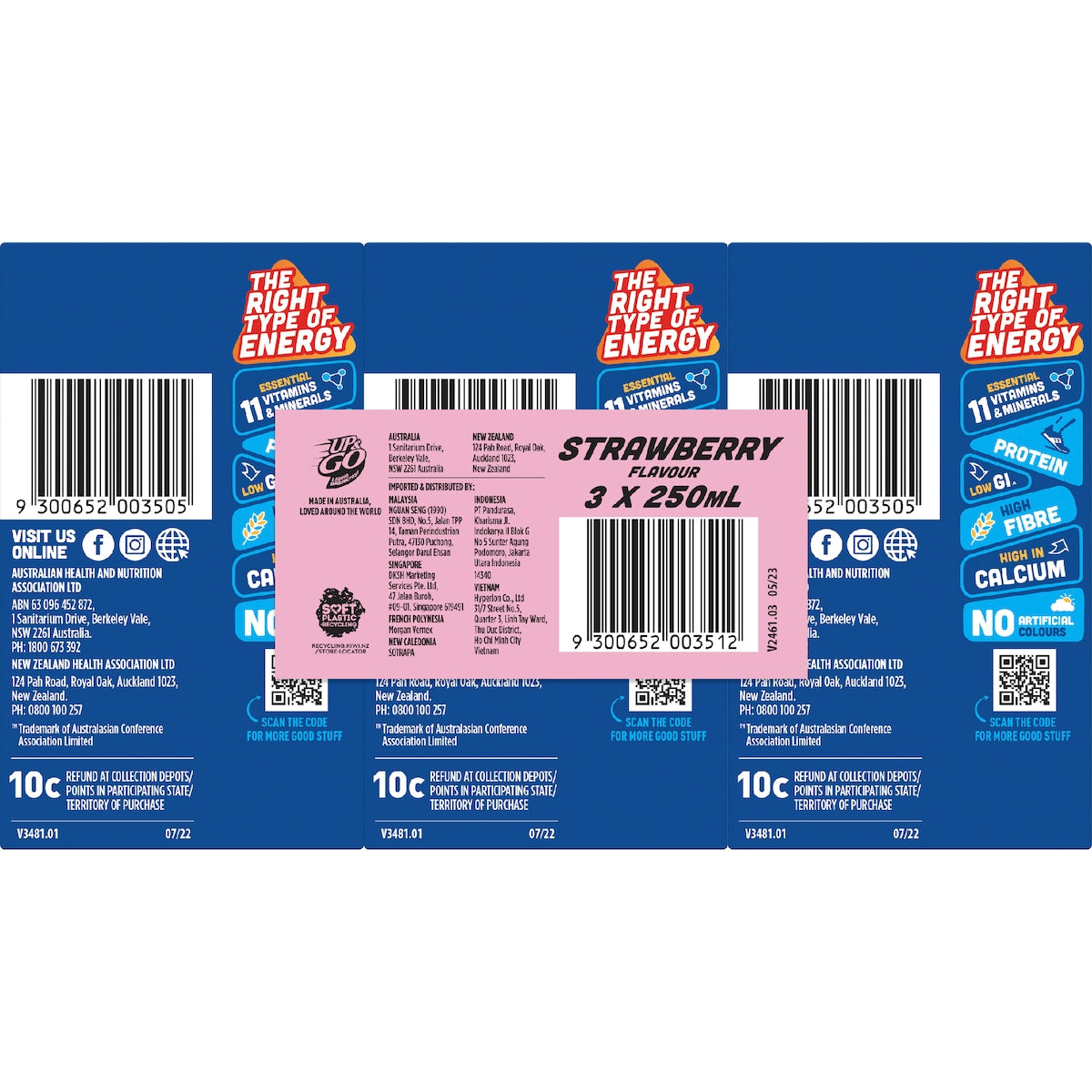 Up&go Liquid Breakfast Strawberry 250ml X 3 Pack