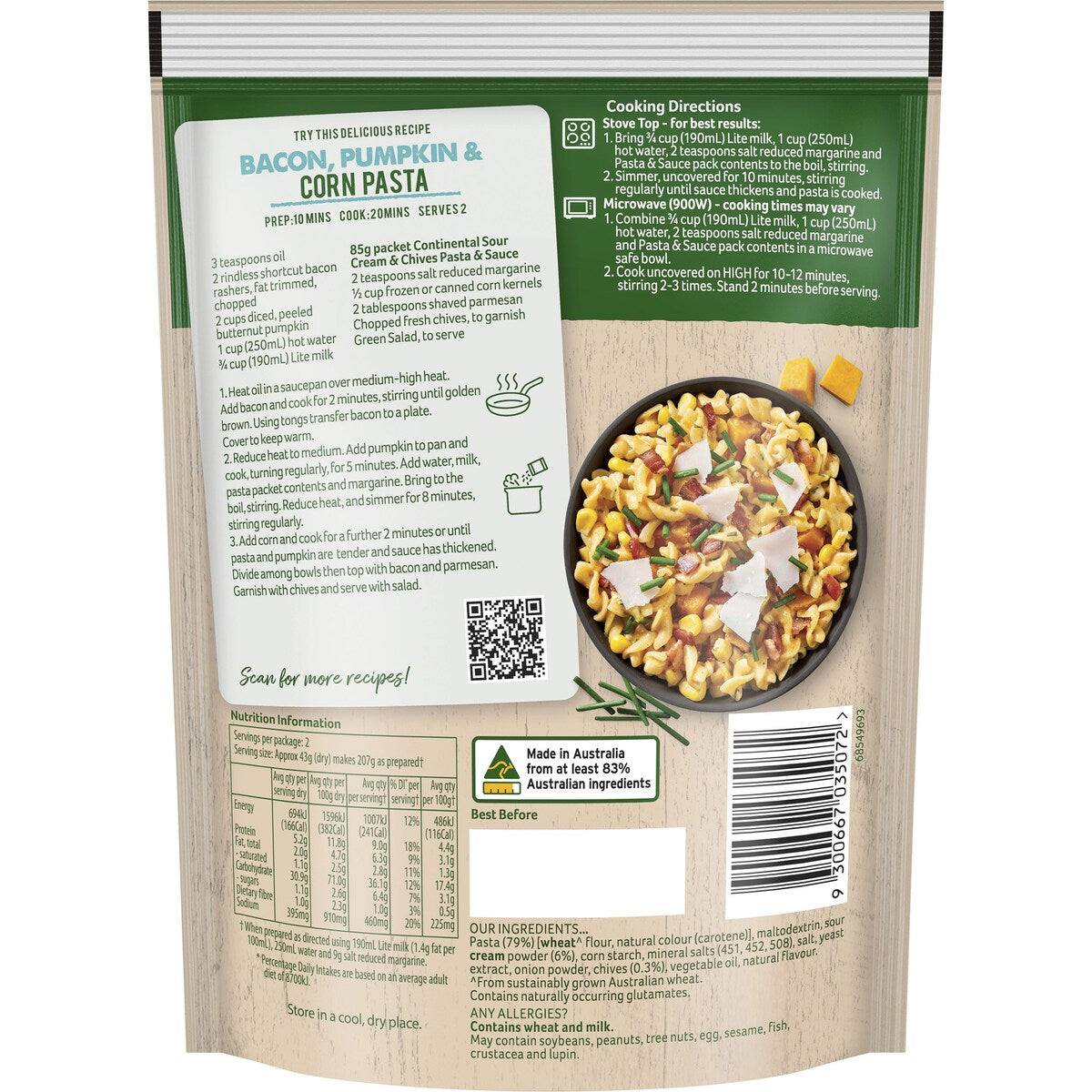 Continental Classics Pasta & Sauce Sour Cream & Chives 85 G