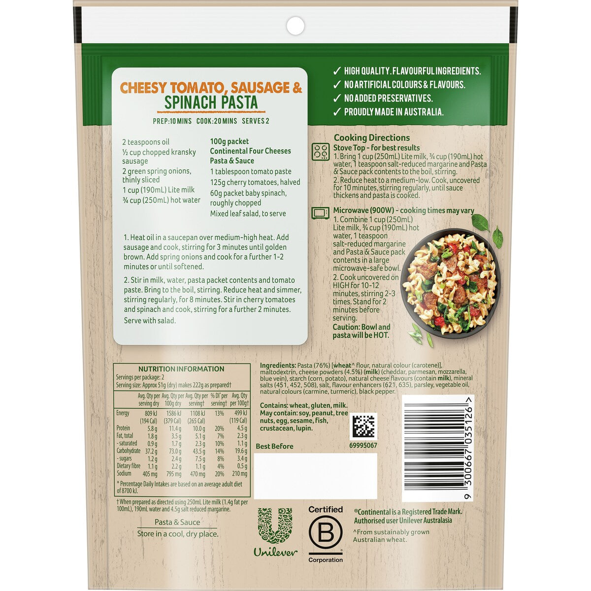 Continental Four Cheeses Pasta & Sauce 100g
