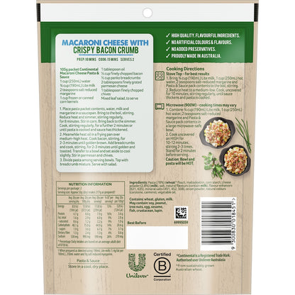 Continental Classics Pasta & Sauce Macaroni Cheese Serves 2 105 G