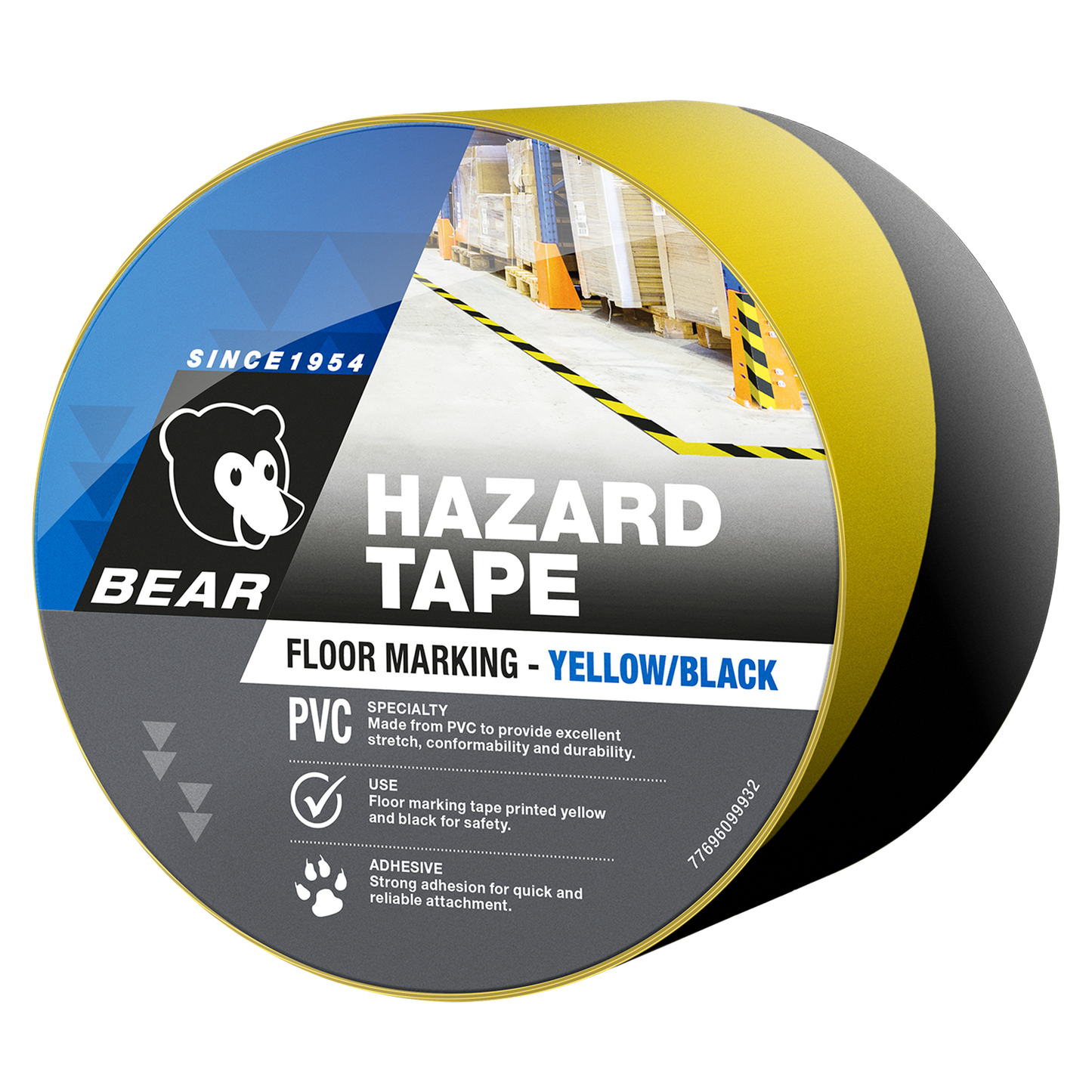 Bear Hazard Tape - 48mm x 30m - Yellow/Black