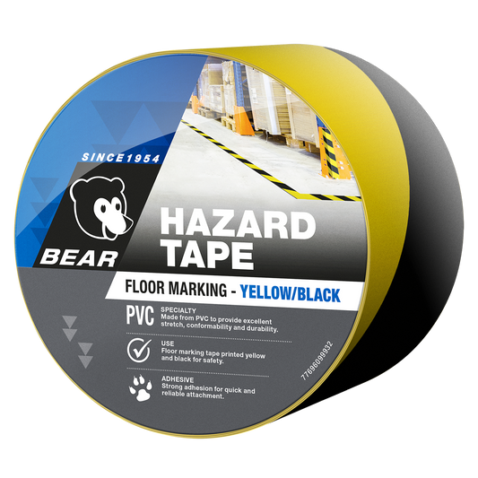 Bear Hazard Tape - 48mm x 30m - Yellow/Black