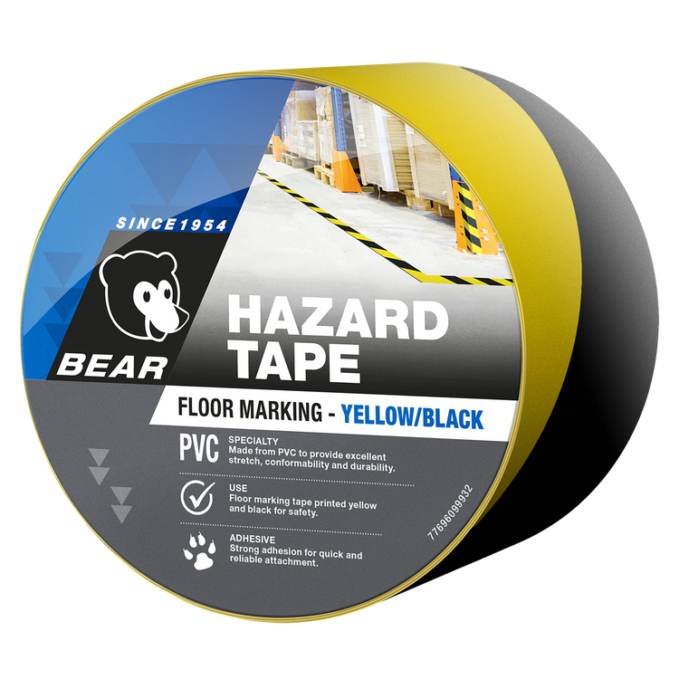 Bear Hazard Tape Yellow/Black 48mm x 30m