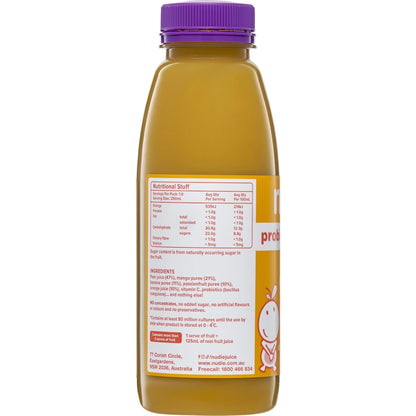 Nudie Probiotic Smoothie Mango Pear Passionfruit Orange Banana 400ml