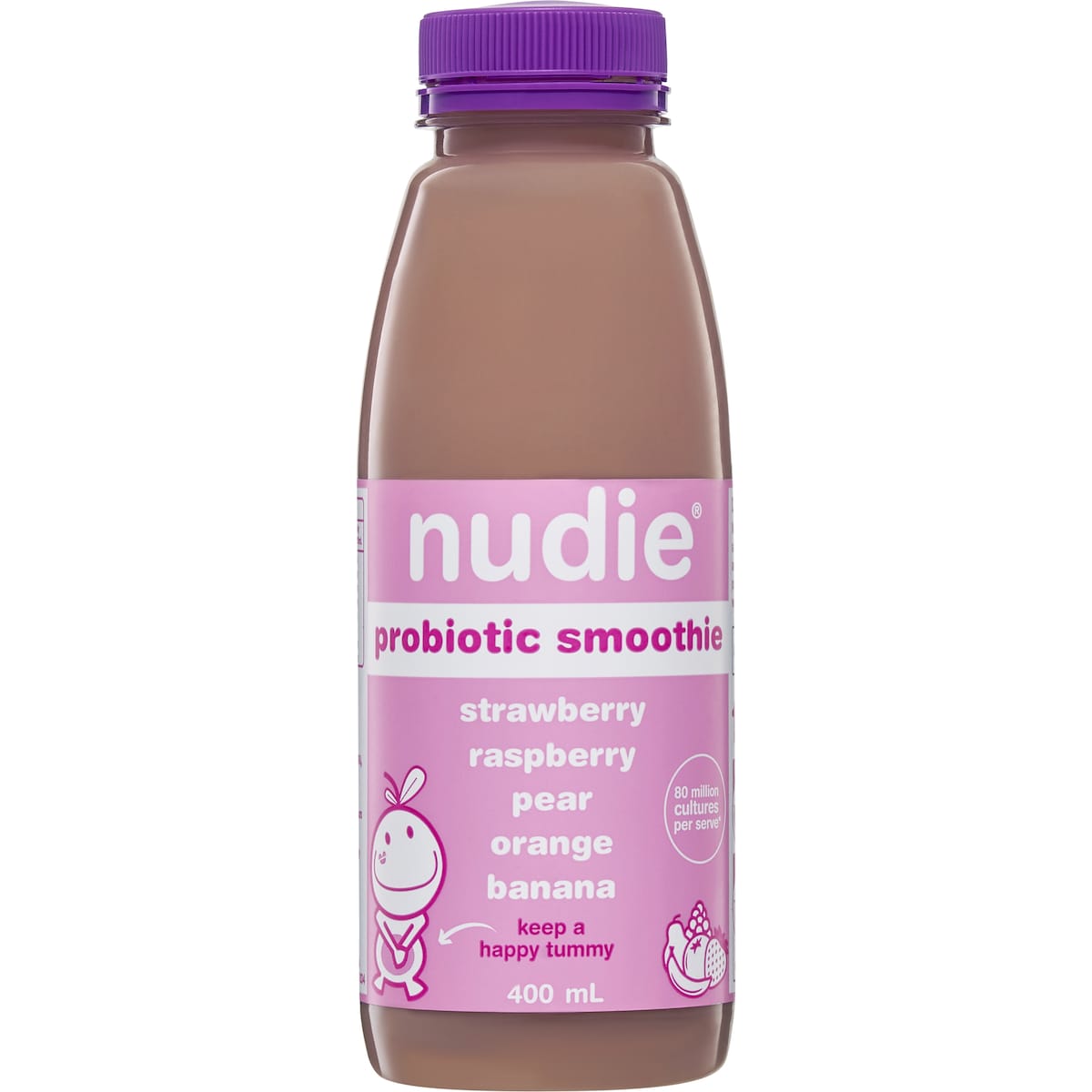 Nudie Probiotic Smoothie Strawberry Raspberry Pear Orange Banana 400ml