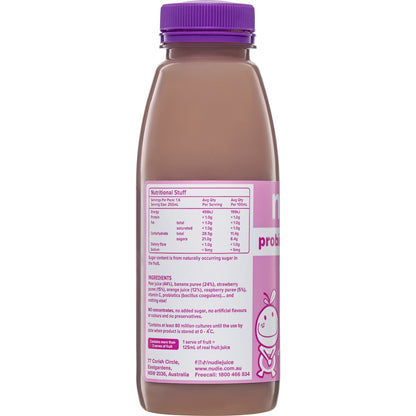 Nudie Probiotic Smoothie Strawberry Raspberry Pear Orange Banana 400ml