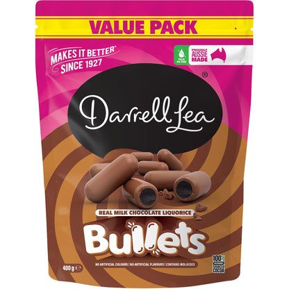 Darrell Lea Milk Chocolate Liquorice Bullets Value Pack 400g