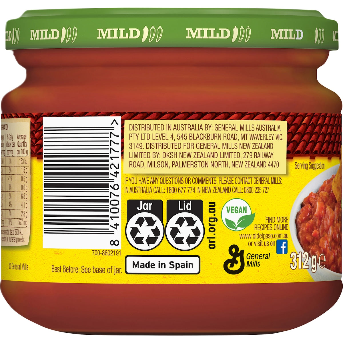 Old El Paso Chunky Salsa Dip Mild 312g