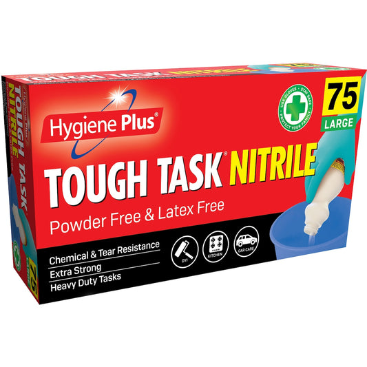 Hygiene Plus Tough Task Nitrile Gloves Large 75 pack