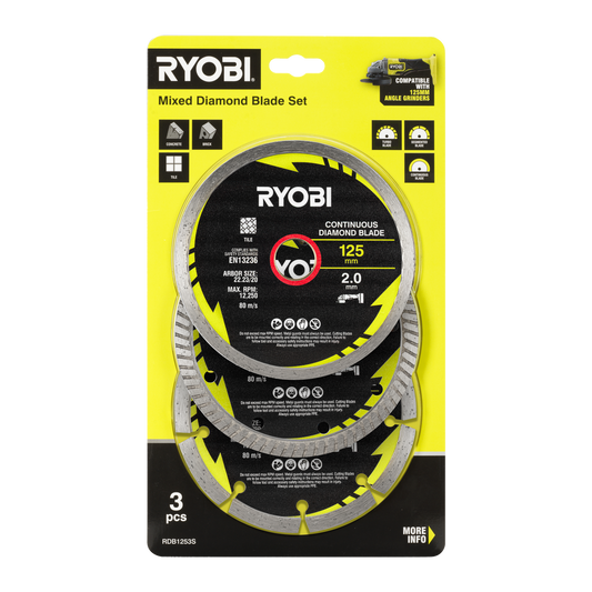 Ryobi Mixed Diamond Blade Set - 125mm - 3 Piece