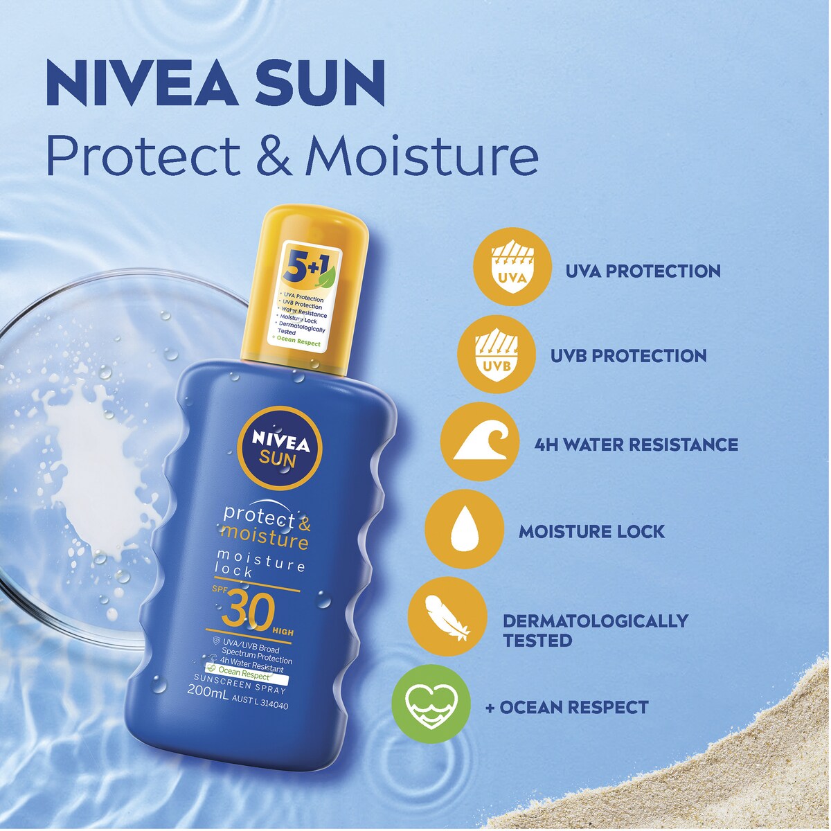 Nivea Sun Protect & Moisture Lock Spf30 Sunscreen Spray 200ml