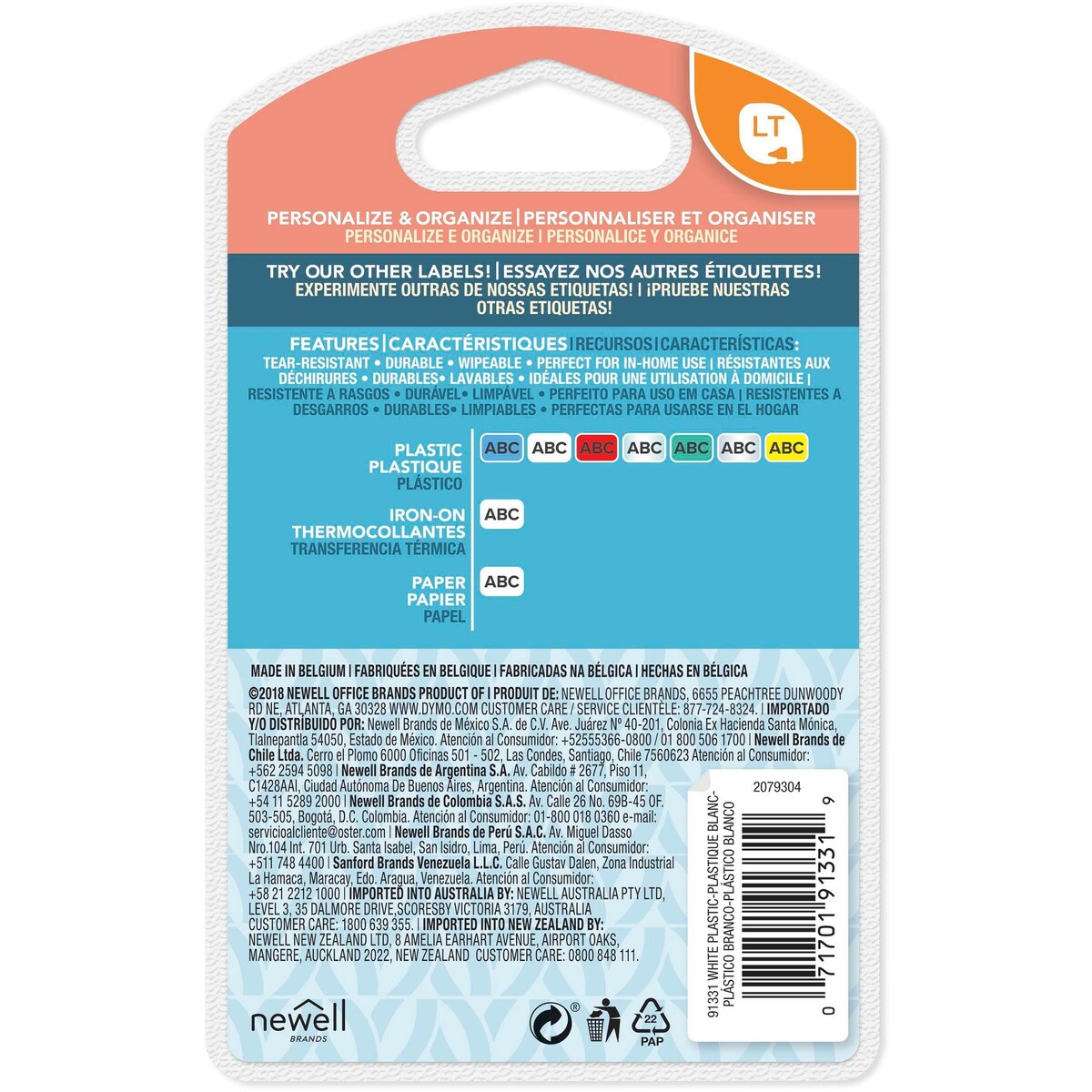 Dymo Letratag Plastic Tape 12mm X 4m White Each