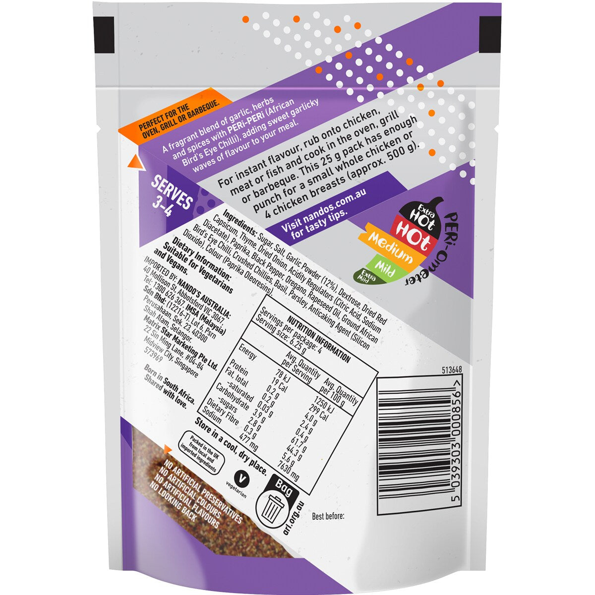 Nandos Peri Peri Rub Garlic Medium 25g