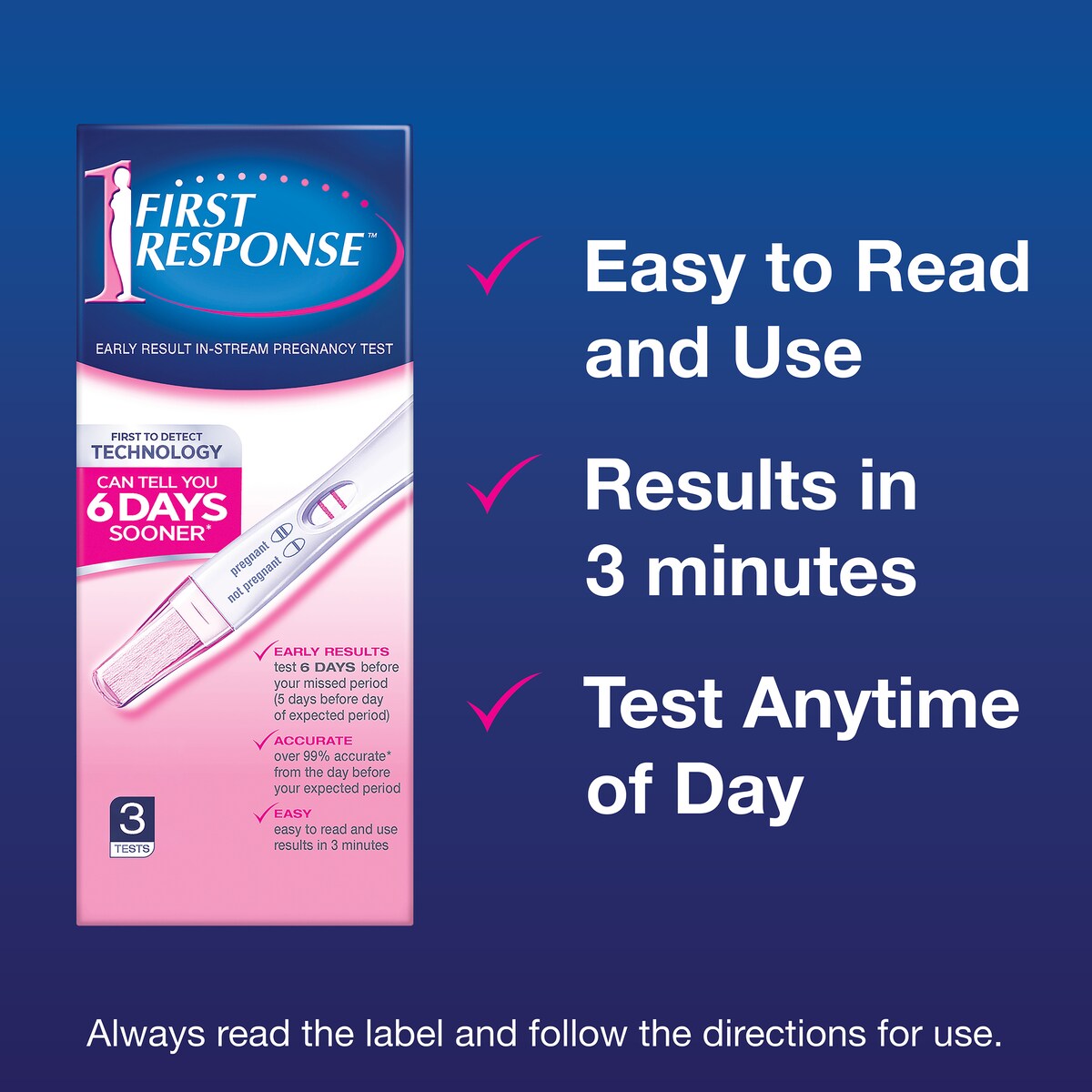 First Response Pregnancy Test Instream Test 3 pack