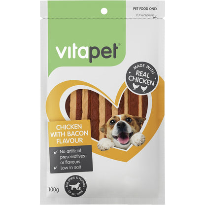 Vita Pet Jerhigh Real Chicken Bacon Dog Treats 100g