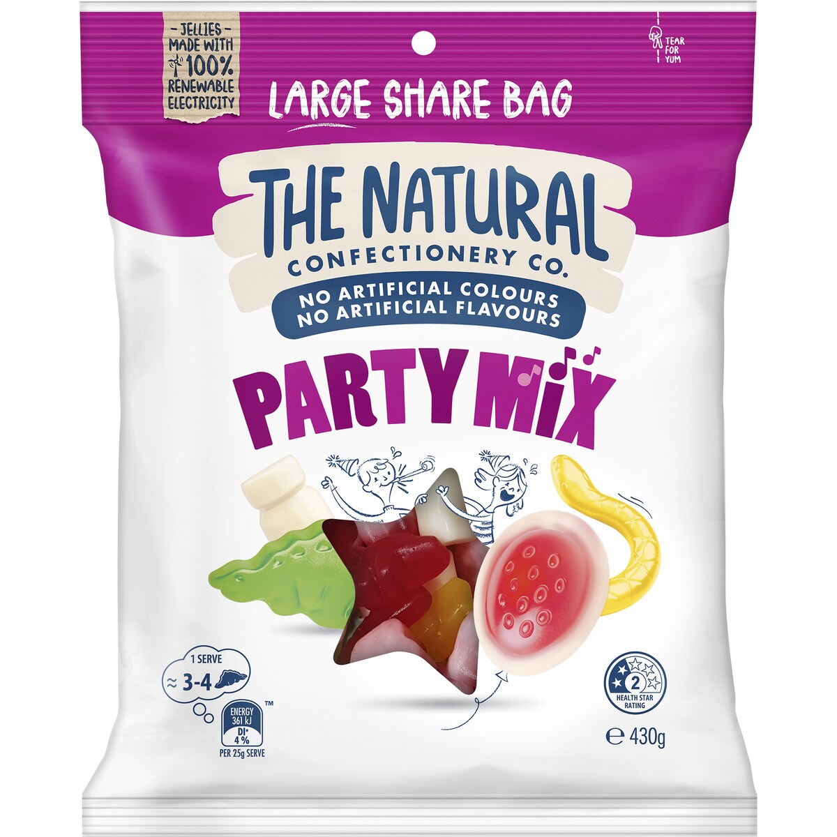 The Natural Confectionery Co. Party Mix Large Lollies 430g