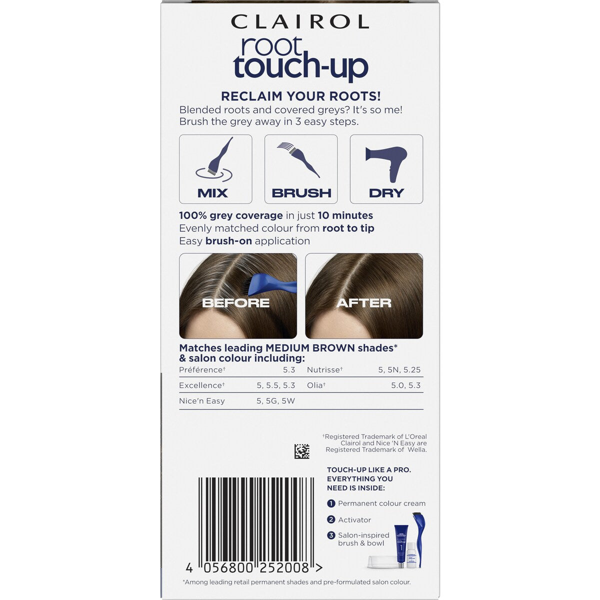 Clairol Root Touch Up Permanent 5 Medium Brown Hair Colour each