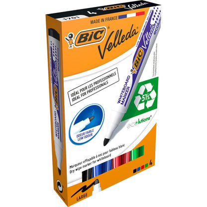 Velleda 1701 Whiteboard Markers Markers Bullet Tip Large 4 Pack