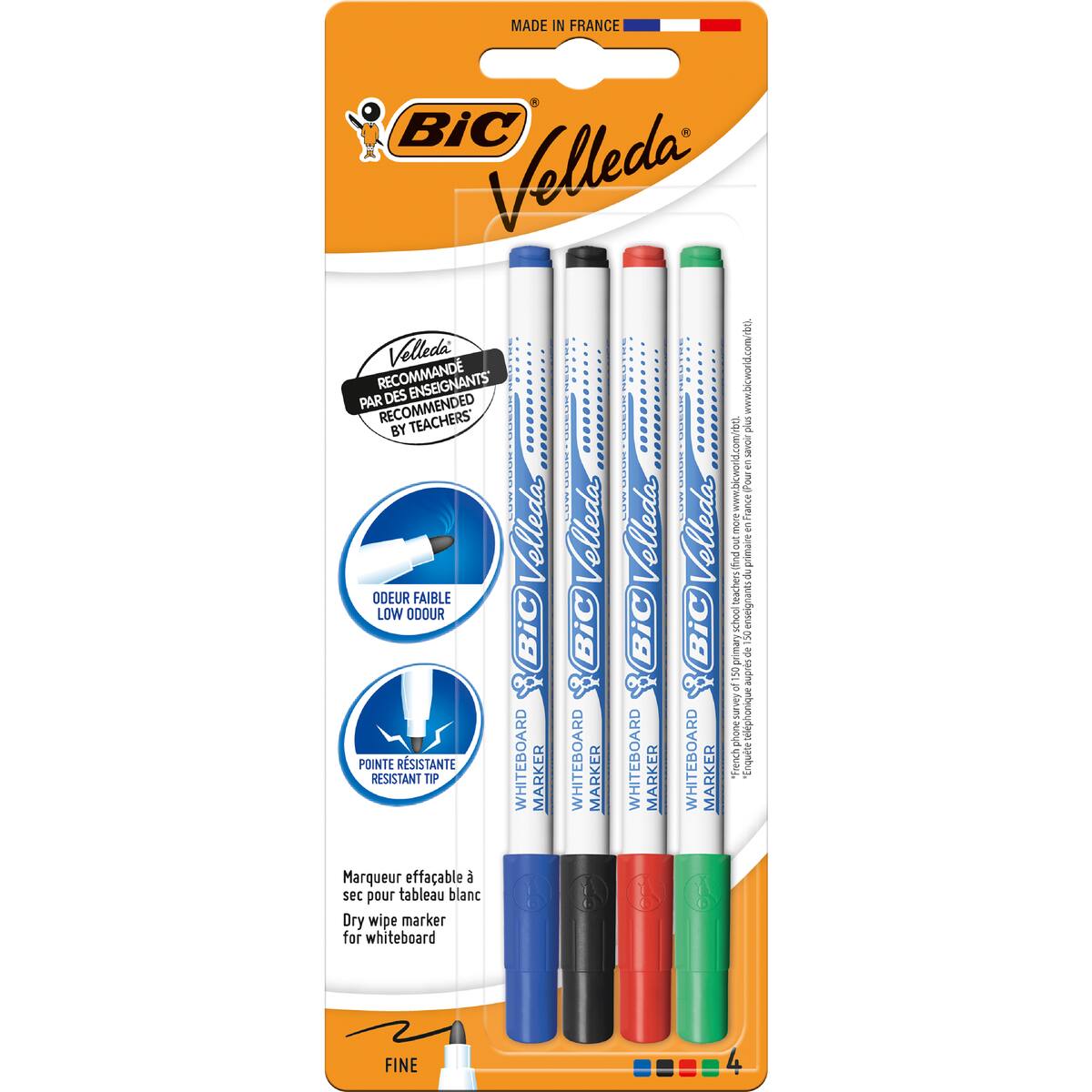 Velleda 1721 Whiteboard Markers Bullet Tip Fine 4 Pack