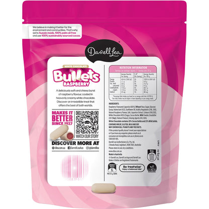 Darrell Lea White Chocolate Raspberry Bullets Share Bag 180g