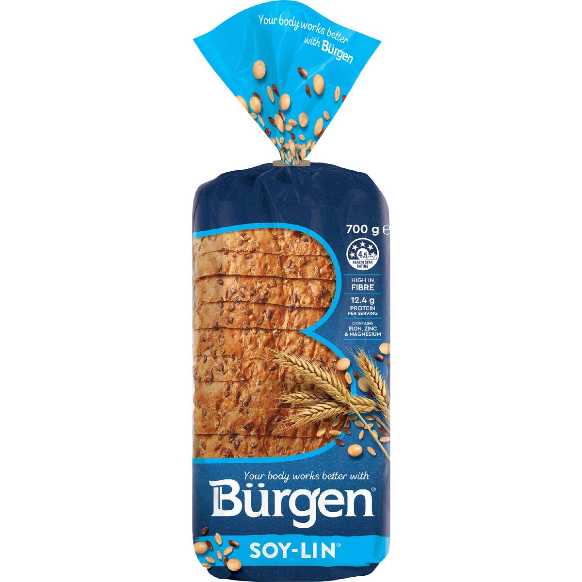 Burgen Soy & Linseed Low Gi Sliced Bread Loaf Bakery 700g