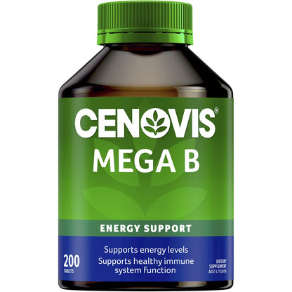 Cenovis Mega Vitamin B Tablets With B3 B6 B12 + Biotin For Energy 200 pack
