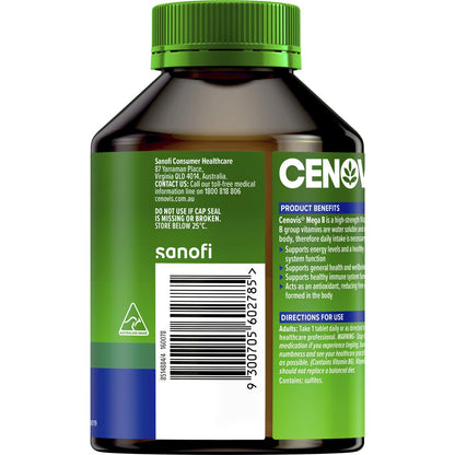Cenovis Mega Vitamin B Tablets With B3 B6 B12 + Biotin For Energy 200 pack
