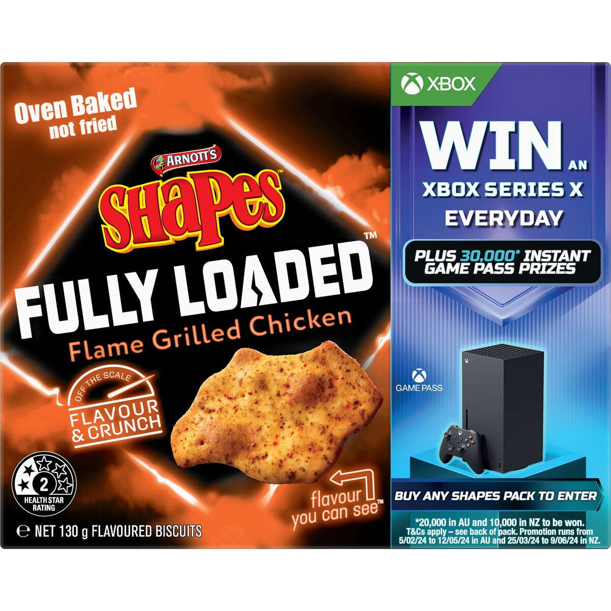 Arnott's Shapes Fully Loaded Flame Grilled Chicken Crackers 130g